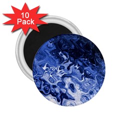 Blue Waves Abstract Art 2 25  Button Magnet (10 Pack)