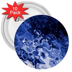 Blue Waves Abstract Art 3  Button (10 Pack)