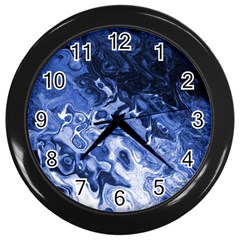 Blue Waves Abstract Art Wall Clock (black) by LokisStuffnMore