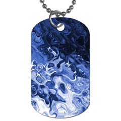 Blue Waves Abstract Art Dog Tag (one Sided) by LokisStuffnMore