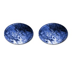 Blue Waves Abstract Art Cufflinks (oval) by LokisStuffnMore