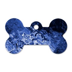 Blue Waves Abstract Art Dog Tag Bone (one Sided) by LokisStuffnMore