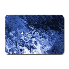 Blue Waves Abstract Art Small Door Mat by LokisStuffnMore