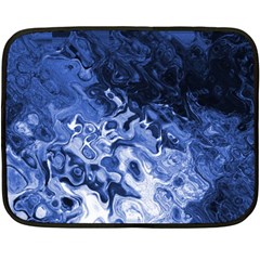 Blue Waves Abstract Art Mini Fleece Blanket (two Sided) by LokisStuffnMore