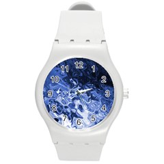 Blue Waves Abstract Art Plastic Sport Watch (medium) by LokisStuffnMore