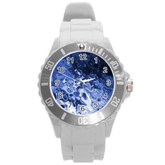 Blue Waves Abstract Art Plastic Sport Watch (large) by LokisStuffnMore