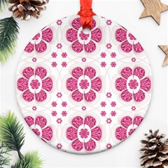 Sweety Pink Floral Pattern Round Ornament by dflcprints