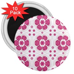 Sweety Pink Floral Pattern 3  Button Magnet (10 Pack) by dflcprints