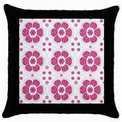 Sweety Pink Floral Pattern Black Throw Pillow Case