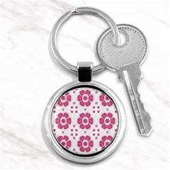 Sweety Pink Floral Pattern Key Chain (round)