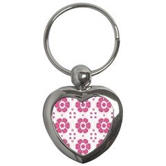 Sweety Pink Floral Pattern Key Chain (heart)