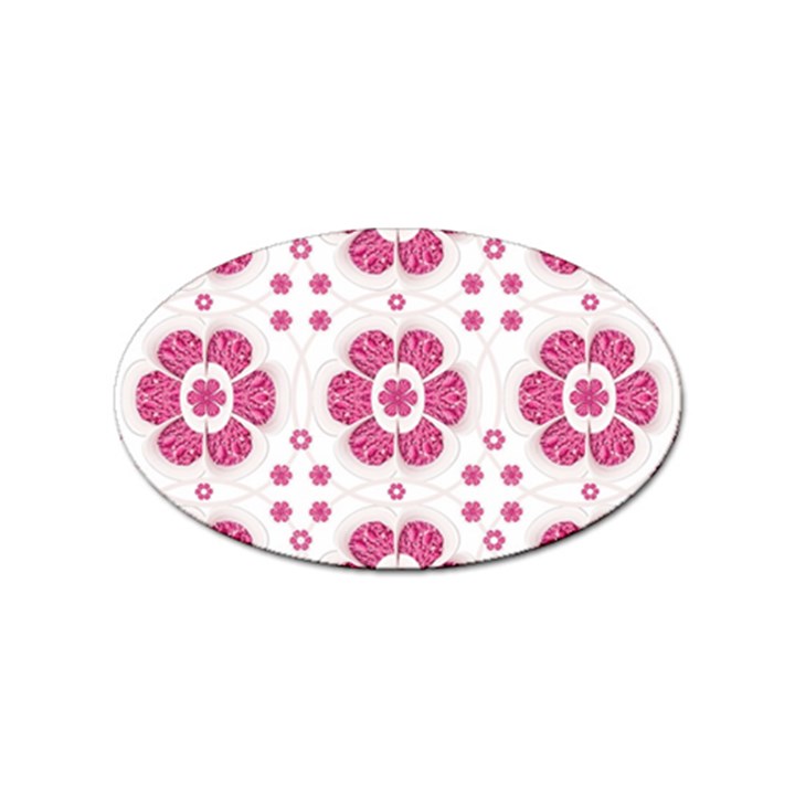 Sweety Pink Floral Pattern Sticker 10 Pack (Oval)