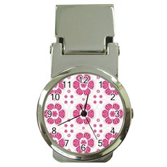 Sweety Pink Floral Pattern Money Clip With Watch by dflcprints