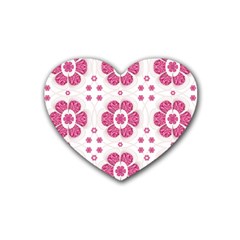 Sweety Pink Floral Pattern Drink Coasters (heart)