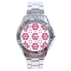 Sweety Pink Floral Pattern Stainless Steel Watch by dflcprints