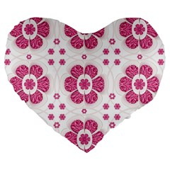 Sweety Pink Floral Pattern 19  Premium Heart Shape Cushion