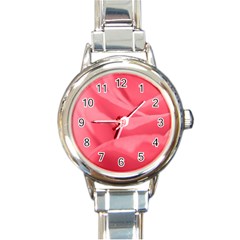 Pink Silk Effect  Round Italian Charm Watch by Colorfulart23