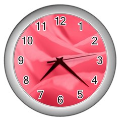 Pink Silk Effect  Wall Clock (silver)