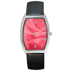 Pink Silk Effect  Tonneau Leather Watch