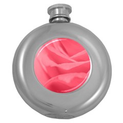 Pink Silk Effect  Hip Flask (round)