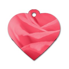 Pink Silk Effect  Dog Tag Heart (two Sided)