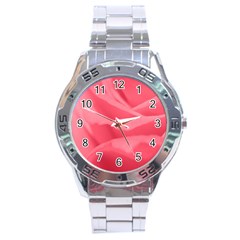 Pink Silk Effect  Stainless Steel Watch by Colorfulart23