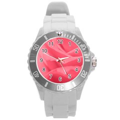 Pink Silk Effect  Plastic Sport Watch (large) by Colorfulart23