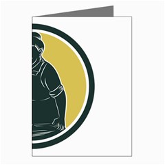 African American Woman Ironing Clothes Woodcut Greeting Card (8 Pack)