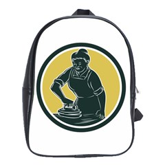 African American Woman Ironing Clothes Woodcut School Bag (large)