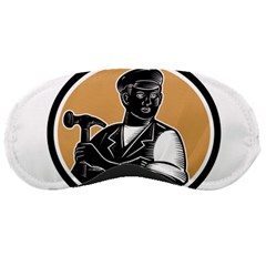 Carpenter Holding Hammer Woodcut Sleeping Mask