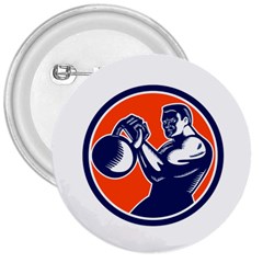 Bodybuilder Lifting Kettlebell Woodcut 3  Button