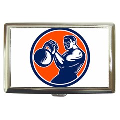 Bodybuilder Lifting Kettlebell Woodcut Cigarette Money Case