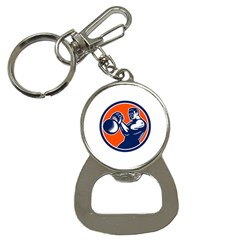 Bodybuilder Lifting Kettlebell Woodcut Bottle Opener Key Chain