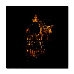 Skull Burning Digital Collage Illustration Ceramic Tile by dflcprints