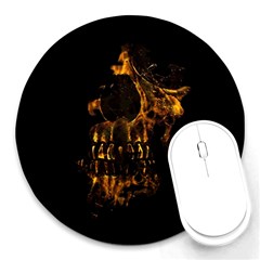 Skull Burning Digital Collage Illustration 8  Mouse Pad (round) by dflcprints