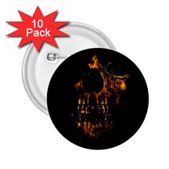 Skull Burning Digital Collage Illustration 2 25  Button (10 Pack)