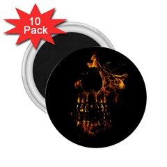 Skull Burning Digital Collage Illustration 2 25  Button Magnet (10 Pack)