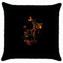 Skull Burning Digital Collage Illustration Black Throw Pillow Case by dflcprints