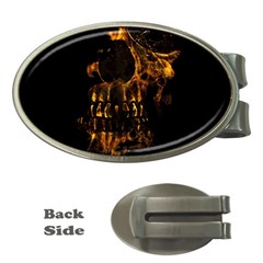 Skull Burning Digital Collage Illustration Money Clip (oval)