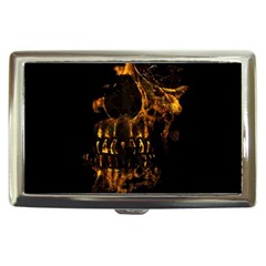 Skull Burning Digital Collage Illustration Cigarette Money Case