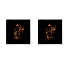 Skull Burning Digital Collage Illustration Cufflinks (square) by dflcprints