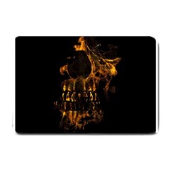 Skull Burning Digital Collage Illustration Small Door Mat