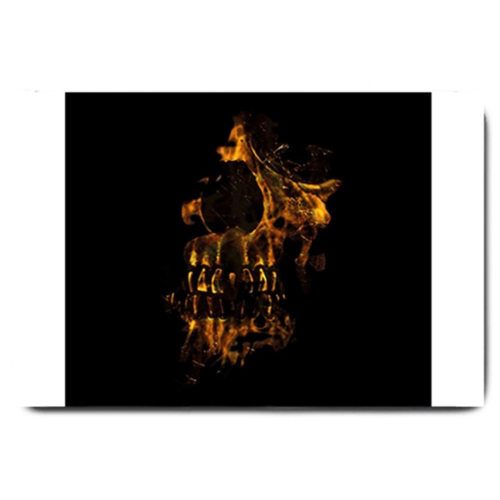 Skull Burning Digital Collage Illustration Large Door Mat