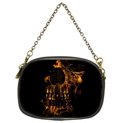 Skull Burning Digital Collage Illustration Chain Purse (one Side)