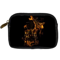 Skull Burning Digital Collage Illustration Digital Camera Leather Case