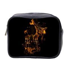 Skull Burning Digital Collage Illustration Mini Travel Toiletry Bag (two Sides)