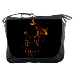 Skull Burning Digital Collage Illustration Messenger Bag by dflcprints