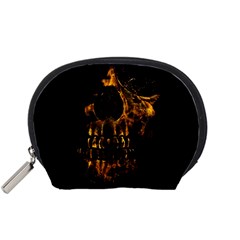 Skull Burning Digital Collage Illustration Accessory Pouch (small)