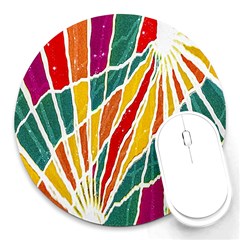 Multicolored Vibrations 8  Mouse Pad (round) by dflcprints