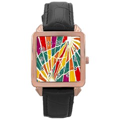 Multicolored Vibrations Rose Gold Leather Watch 